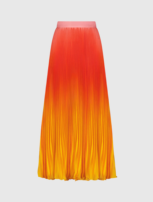 Pleated Charmeuse Ombre Maxi Skirt