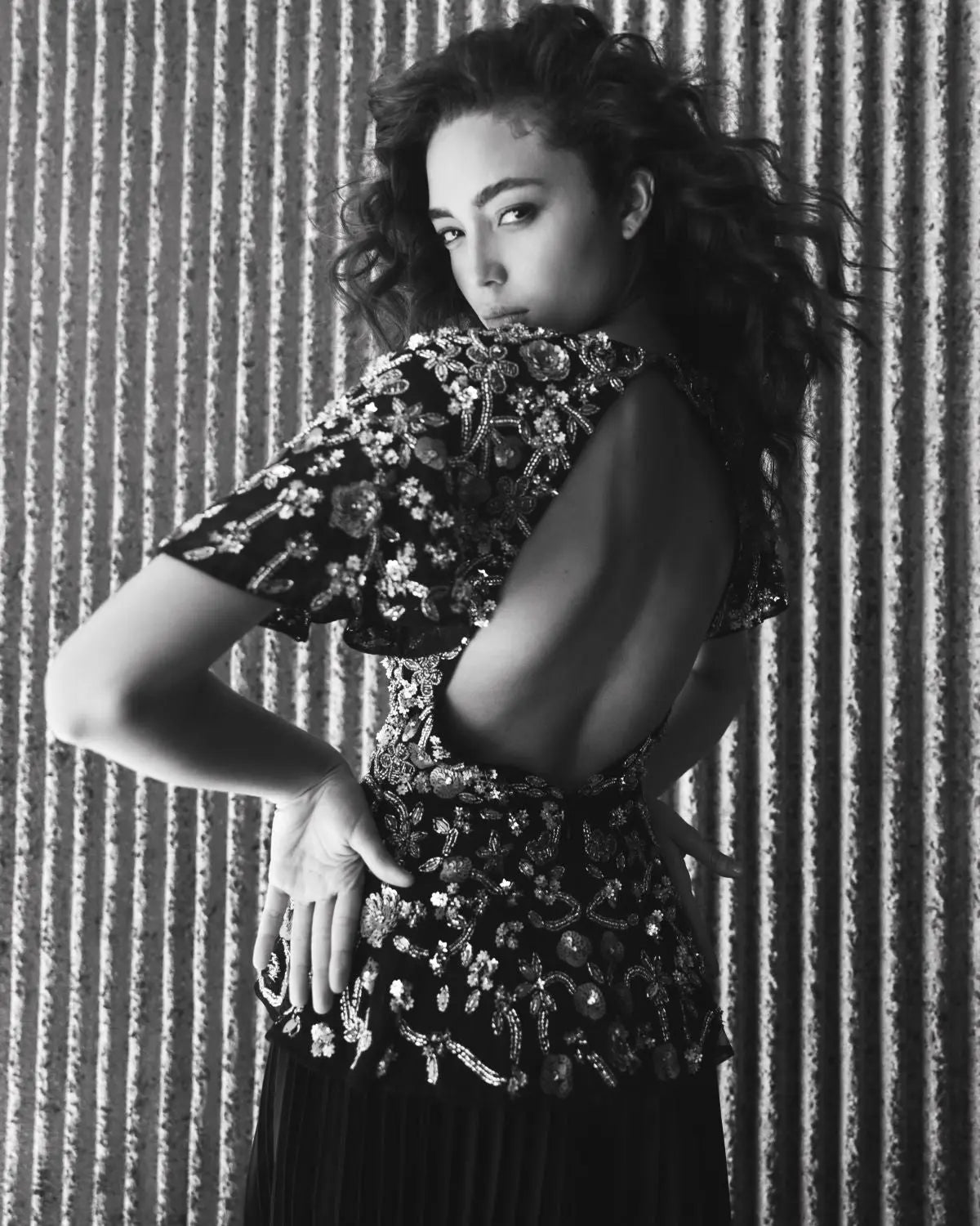 Floral Embellished Butterfly Sleeve Peplum Top - FINAL SALE - Mac Duggal