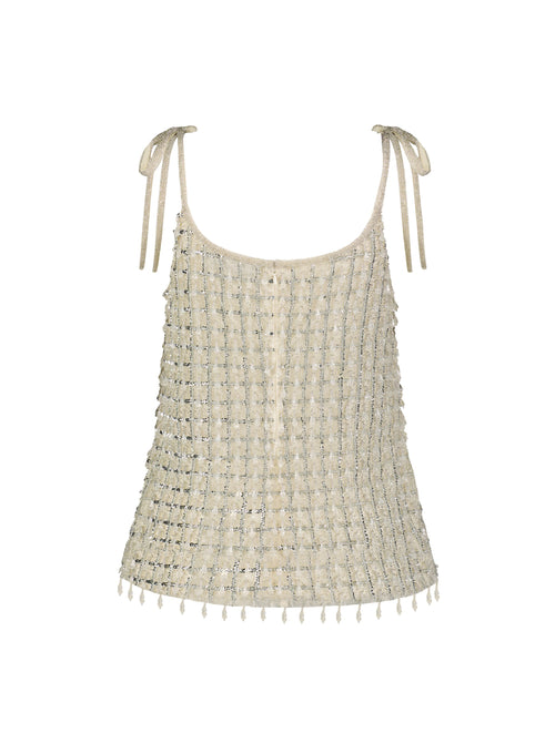 Crystal Embellished Soft Tie Cami Top- FINAL SALE