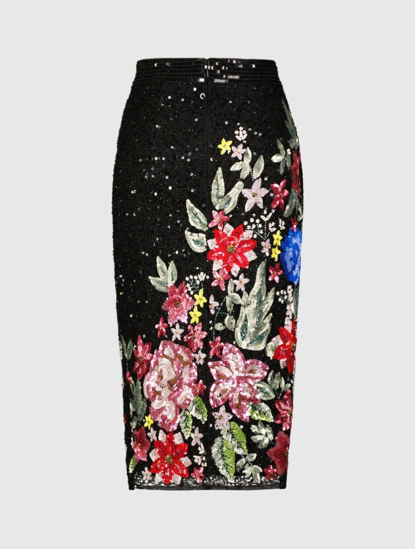 Floral Sequin Embellished Knee Length Column Skirt- FINAL SALE