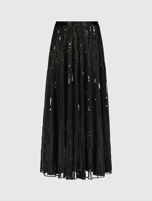 Long Sequin Embellished Chiffon Evening Skirt - FINAL SALE