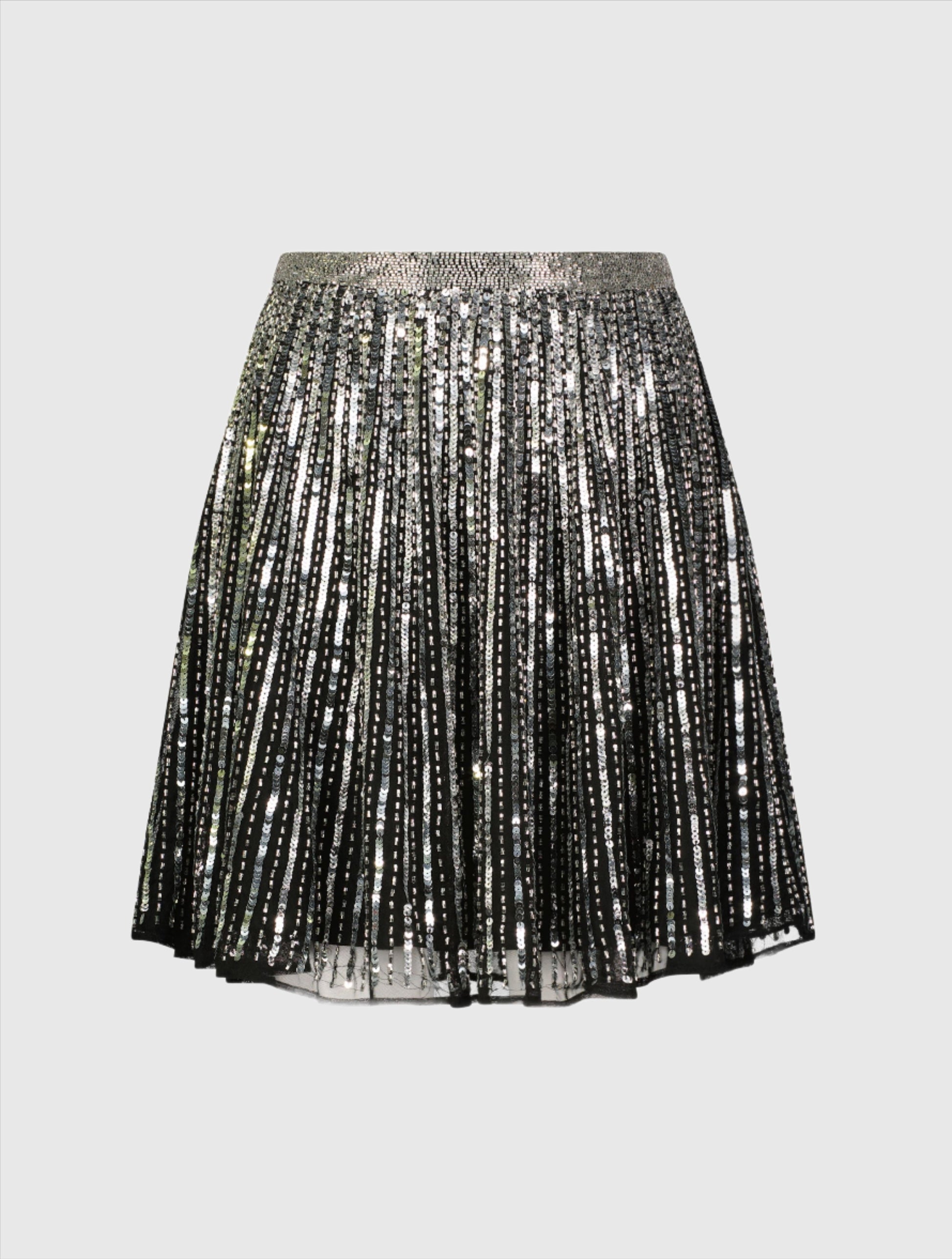 Sequin Embellished Chiffon  A-line Mini Skirt