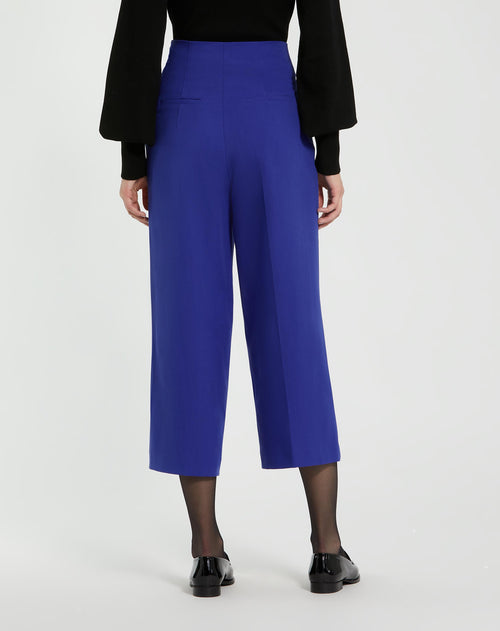 Cropped Crepe Wide Leg Work Pant