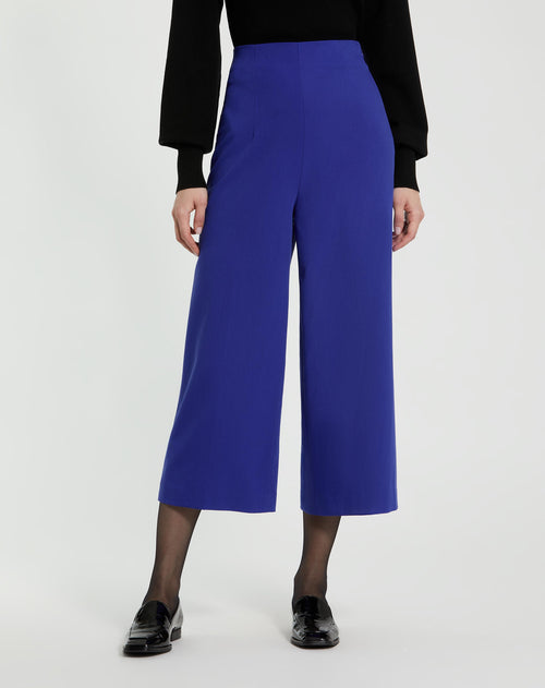 Cropped Crepe Wide Leg Work Pant