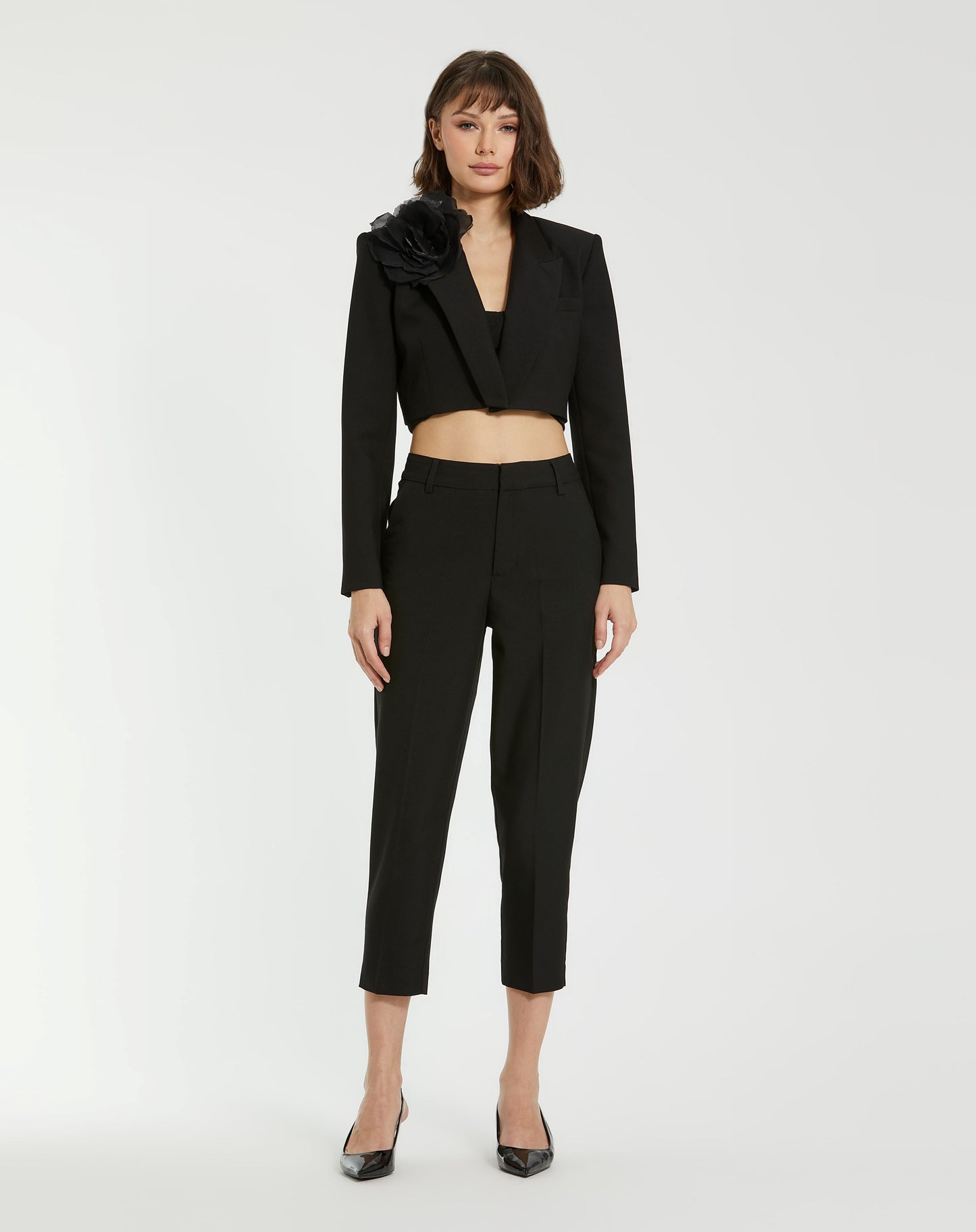 Black Classic Crepe Fitted Capri Trouser