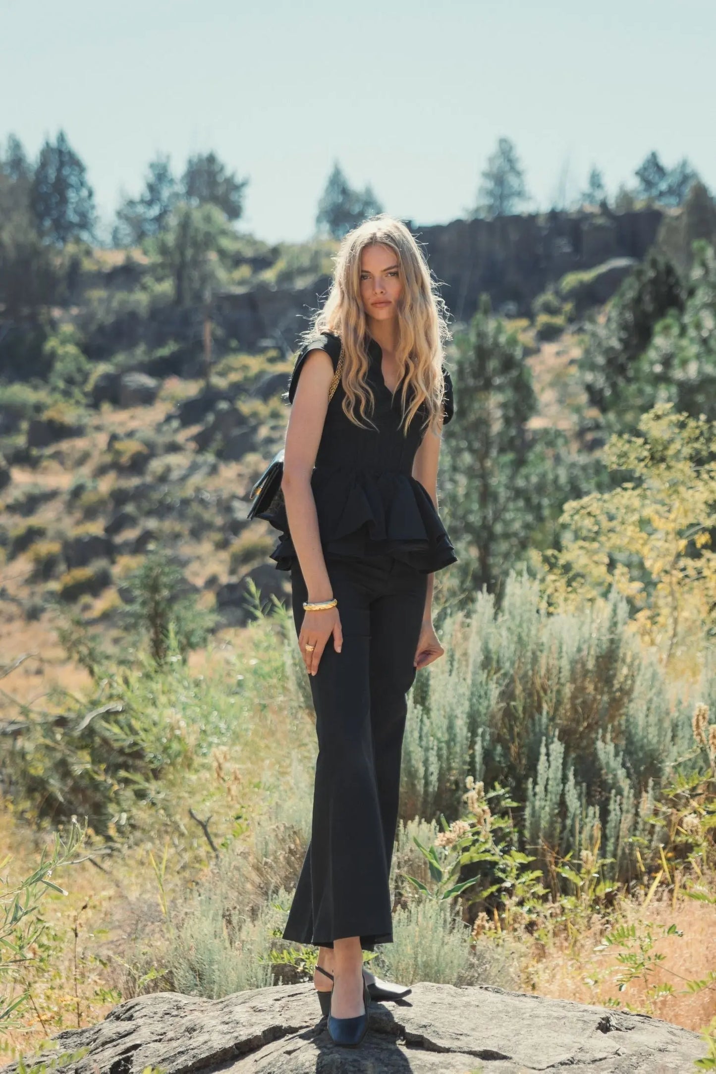 Black Classic Crepe Flared Trouser Pant - FINAL SALE - Mac Duggal
