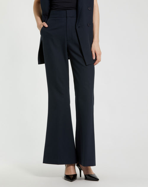 Pantaloni svasati in crepe blu navy classico