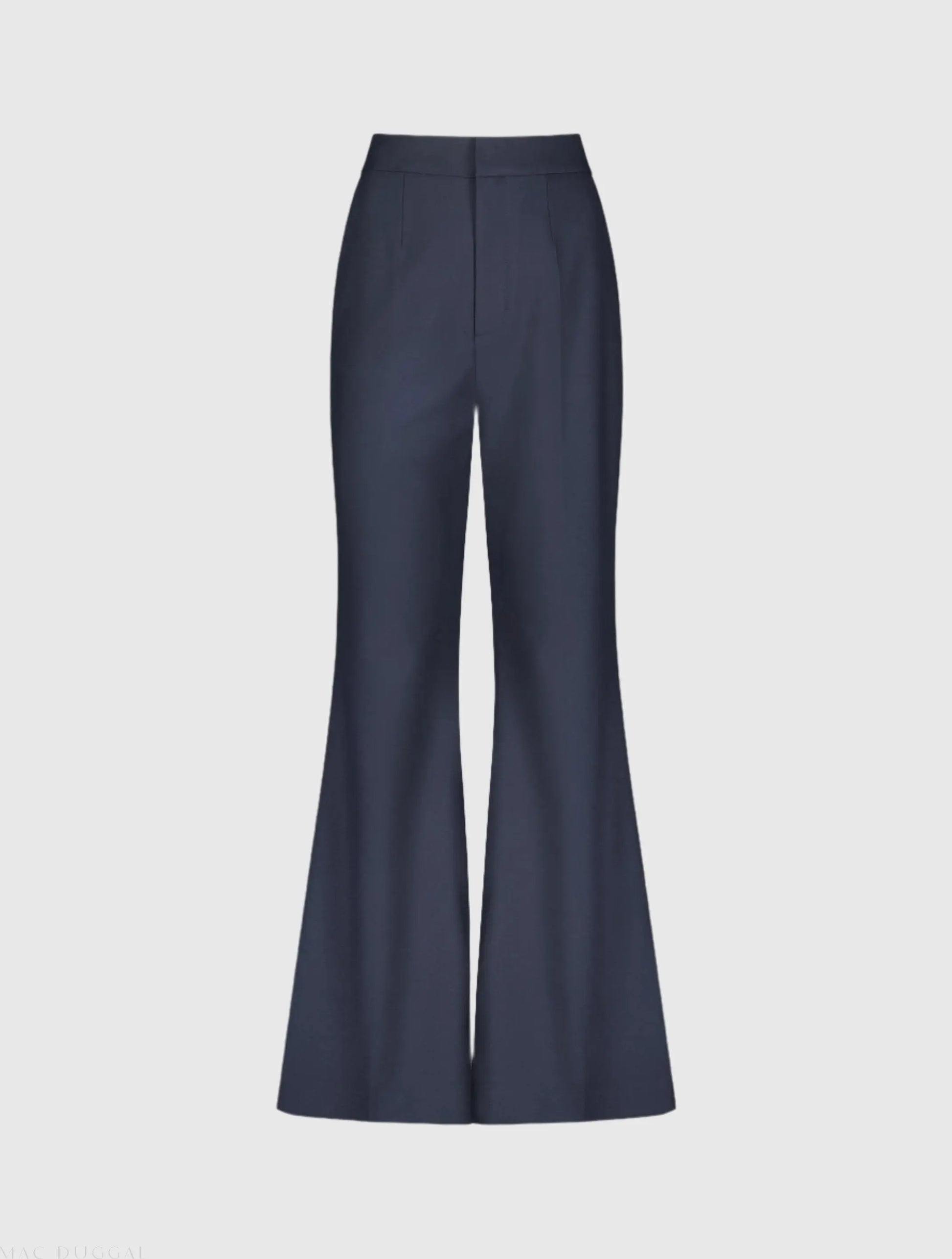 Navy Classic Crepe Flared Trouser Pant - FINAL SALE - Mac Duggal