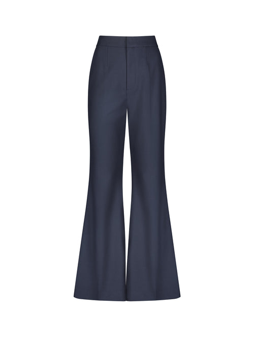 Navy Classic Crepe Flared Trouser Pant