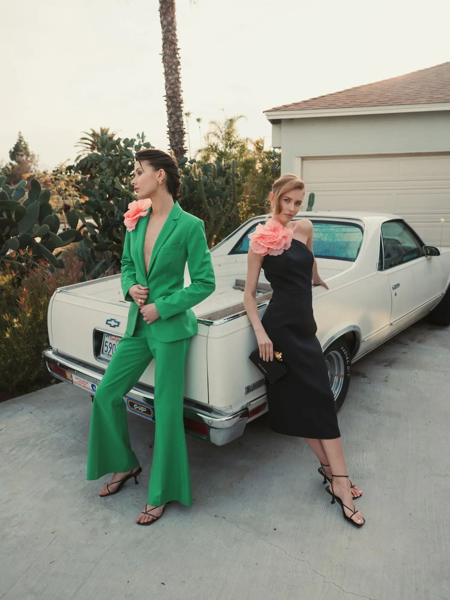 Black Crepe One Shoulder Midi Dress With Flower - Mac Duggal