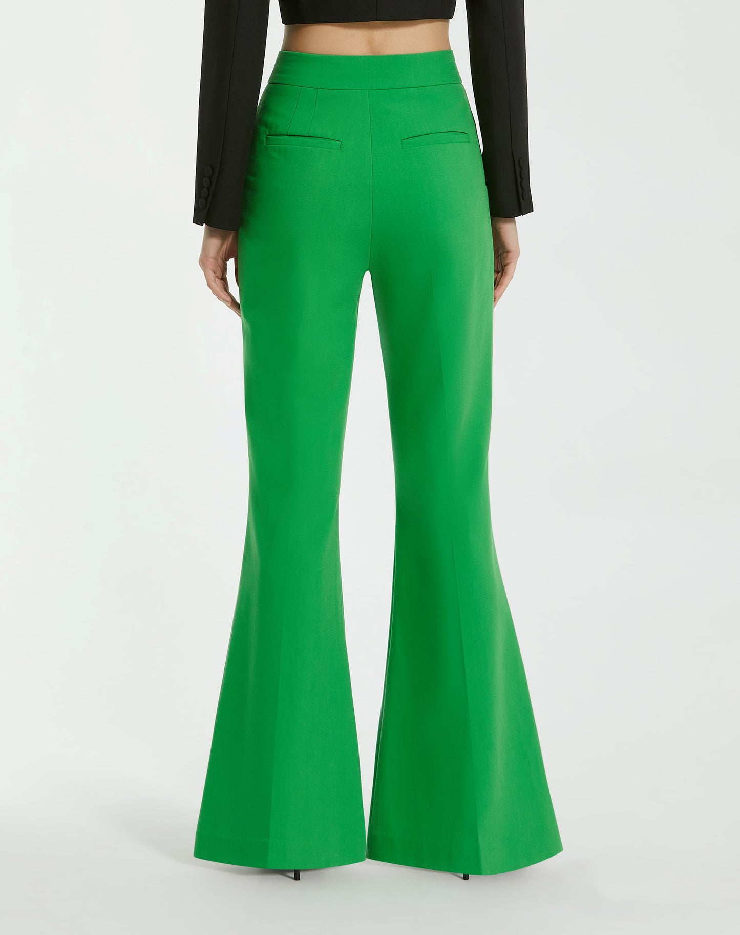 Spring Green Classic Crepe Flared Leg Trouser Pant - FINAL SALE