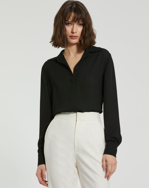 The Bentley Long Sleeve Button Up Georgette Blouse