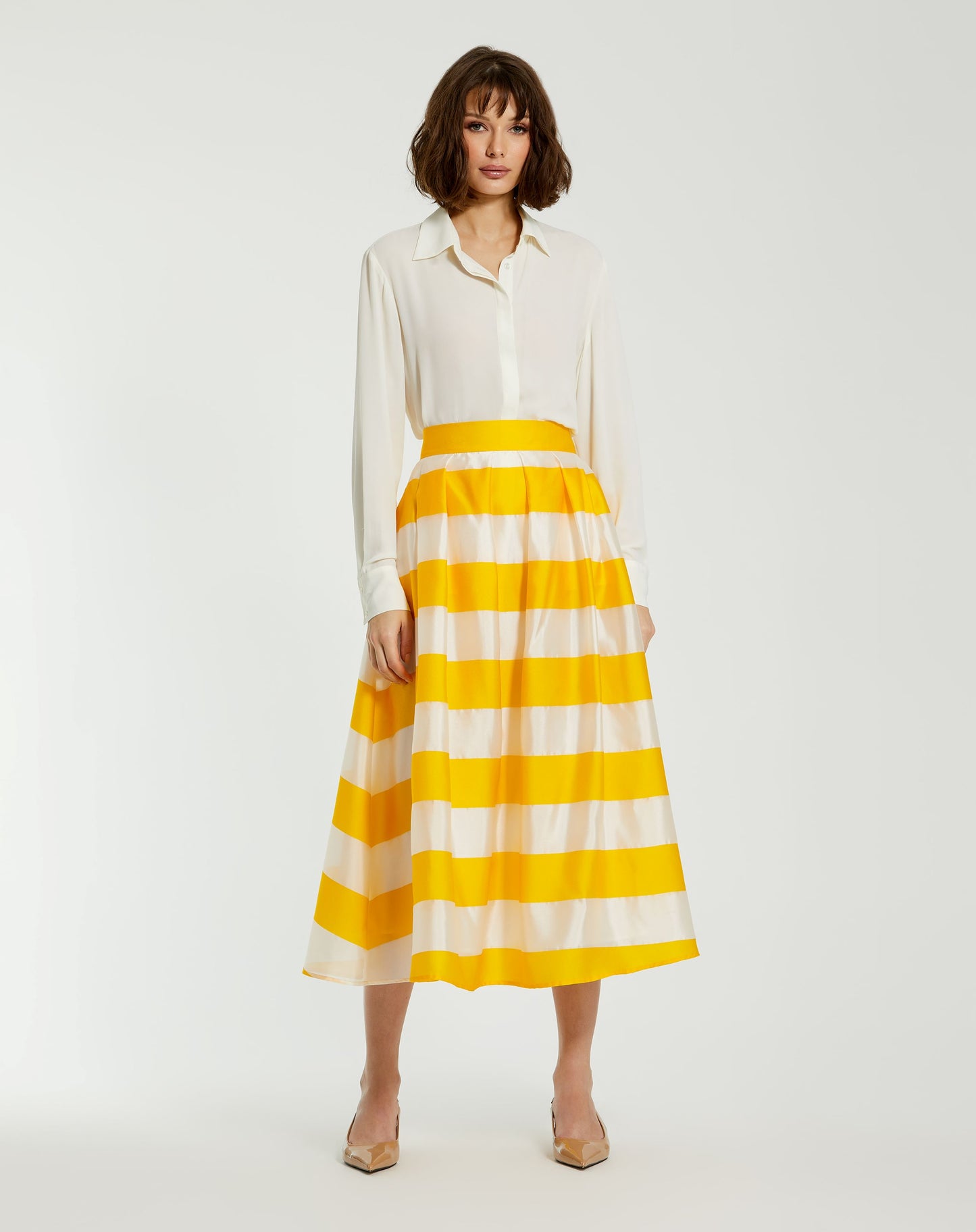 Striped Organza High Waisted Midi Skirt - FINAL SALE