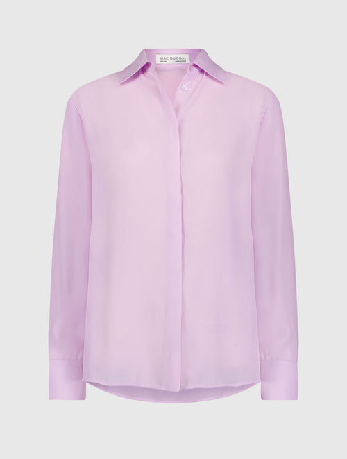 The Bentley Long Sleeve Button Up Georgette Blouse - FINAL SALE