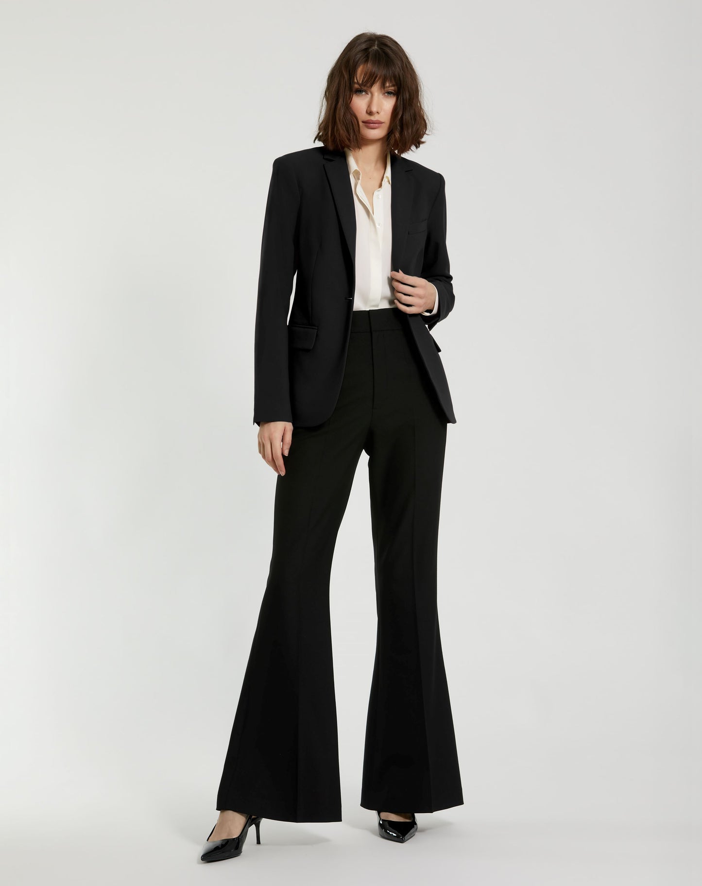 Black Classic Crepe Flared Trouser Pant