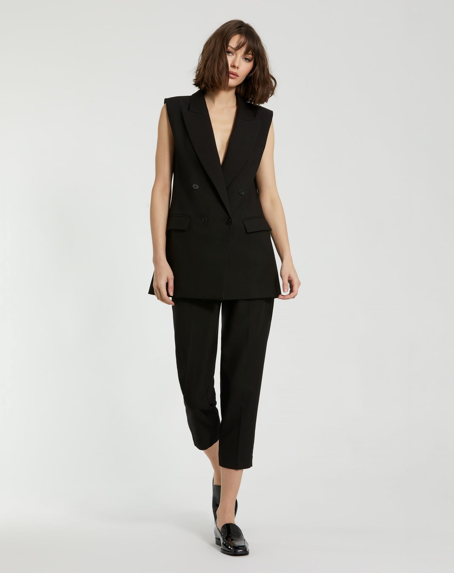 Tailored Crepe Sleeveless Blazer Vest