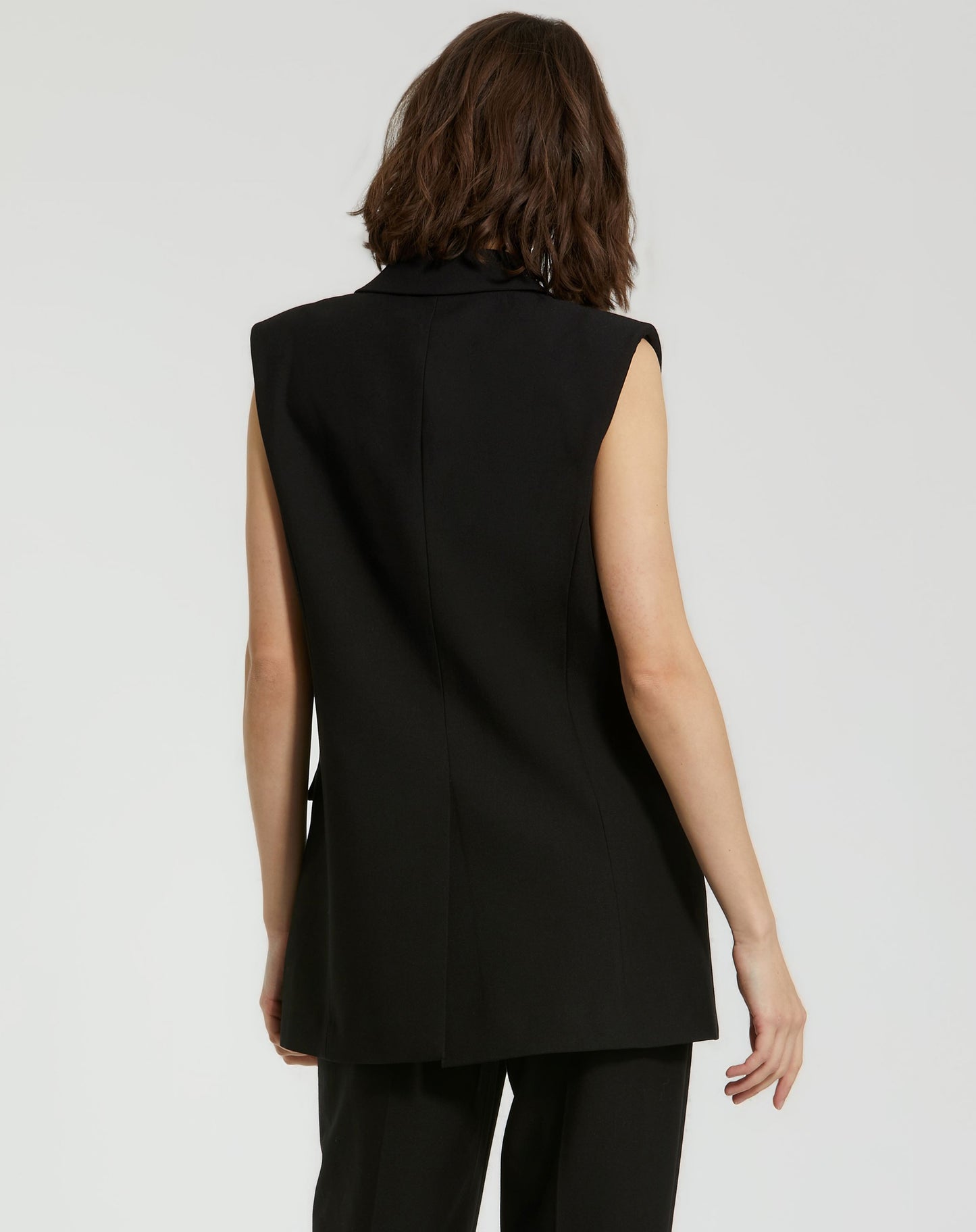 Tailored Crepe Sleeveless Blazer Vest