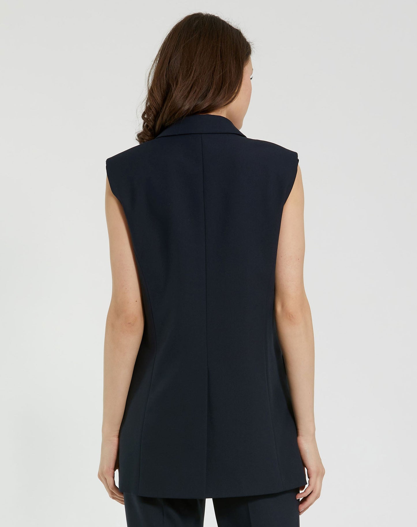 Gilet blazer sans manches en crêpe sur mesure