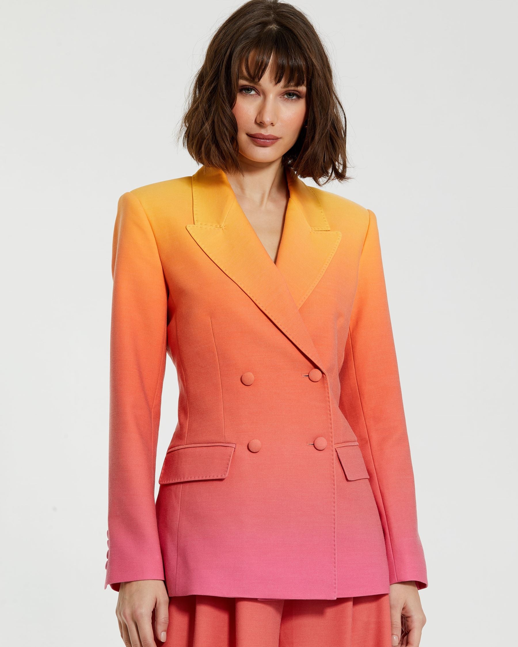 Double Breasted Crepe Ombre Blazer