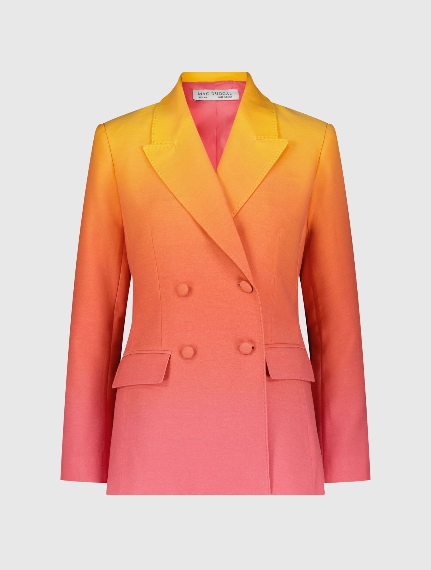 Zweireihiger Blazer aus Crêpe mit Ombre-Muster in Sonnenuntergang