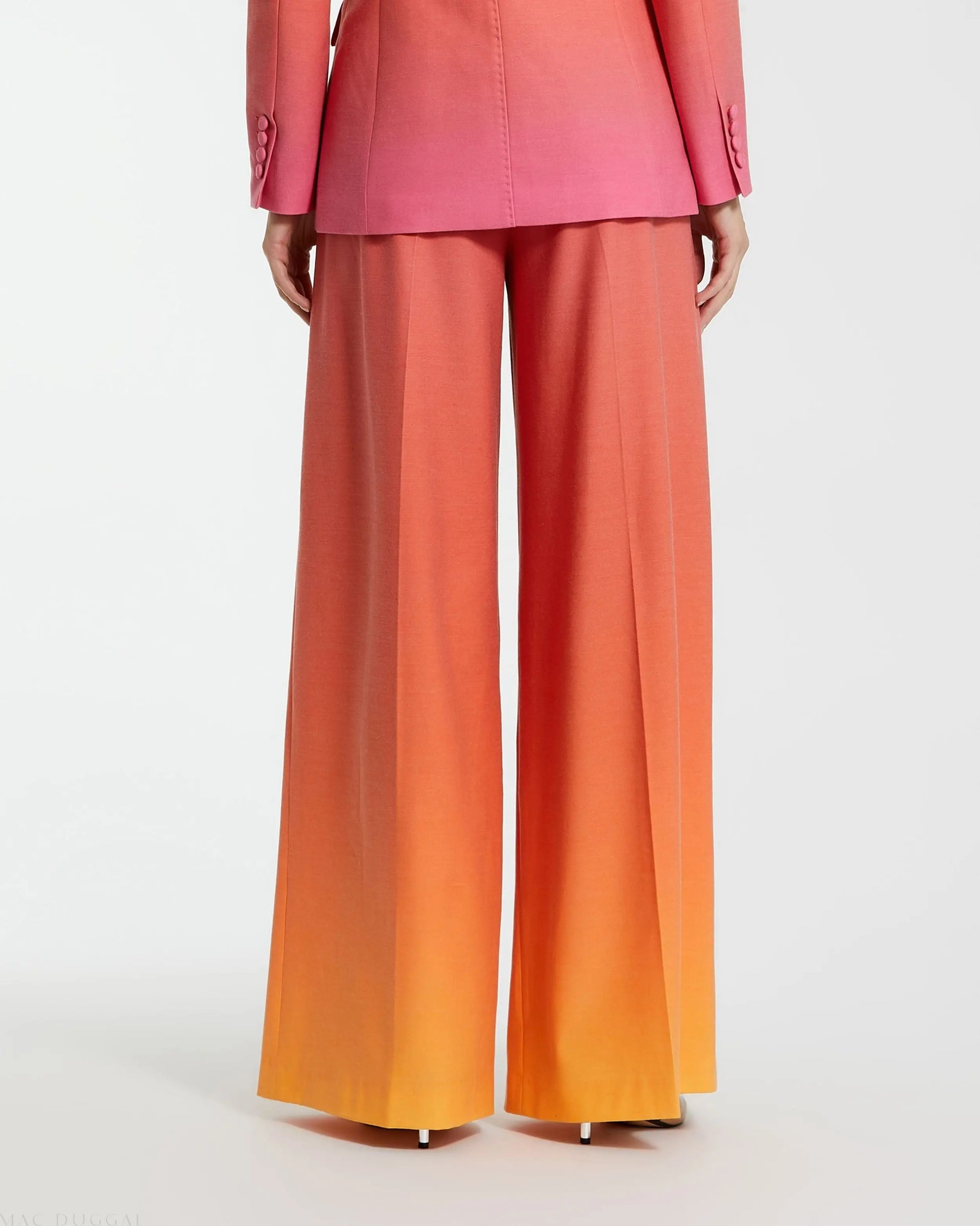 Multicolor Ombre Crepe Wide Leg Trouser Pant - FINAL SALE - Mac Duggal