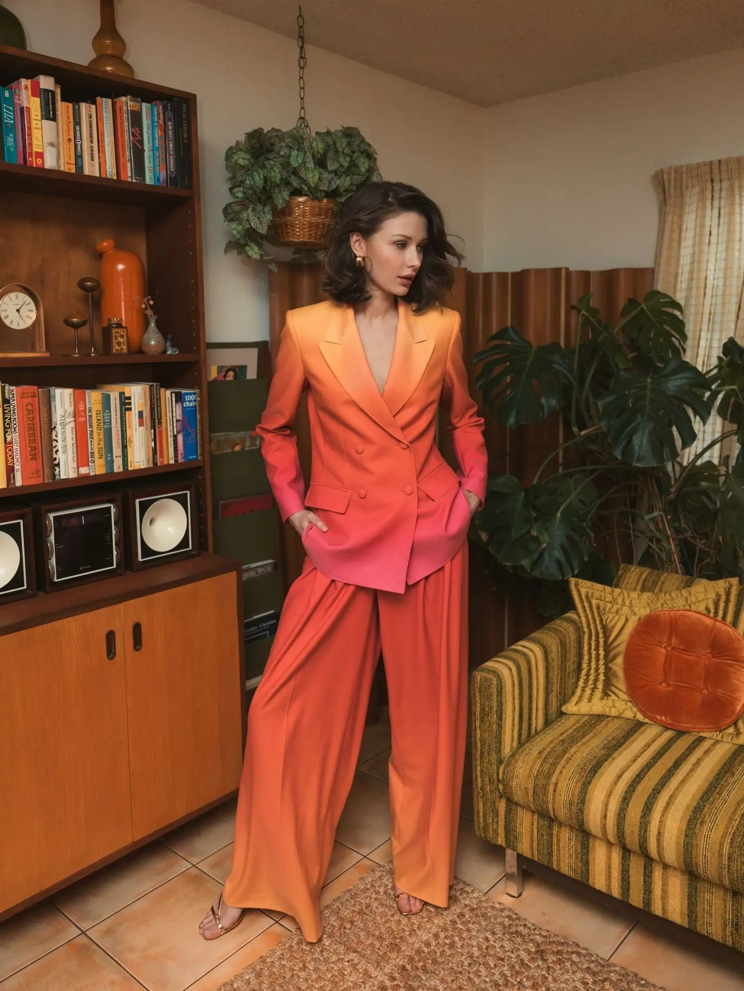 Multicolor Ombre Crepe Wide Leg Trouser Pant - FINAL SALE - Mac Duggal