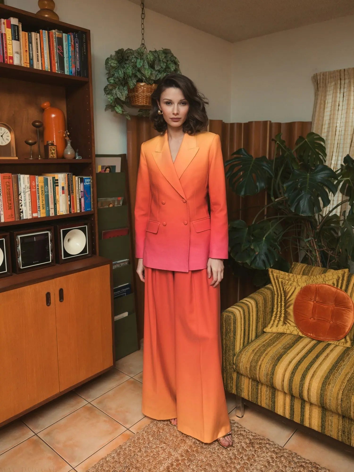 Multicolor Ombre Crepe Wide Leg Trouser Pant - FINAL SALE - Mac Duggal