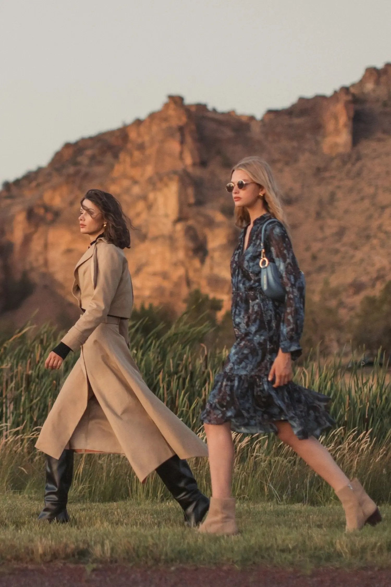 Blue Lurex Chiffon Bishop Sleeve Button Up Midi Dress - Mac Duggal