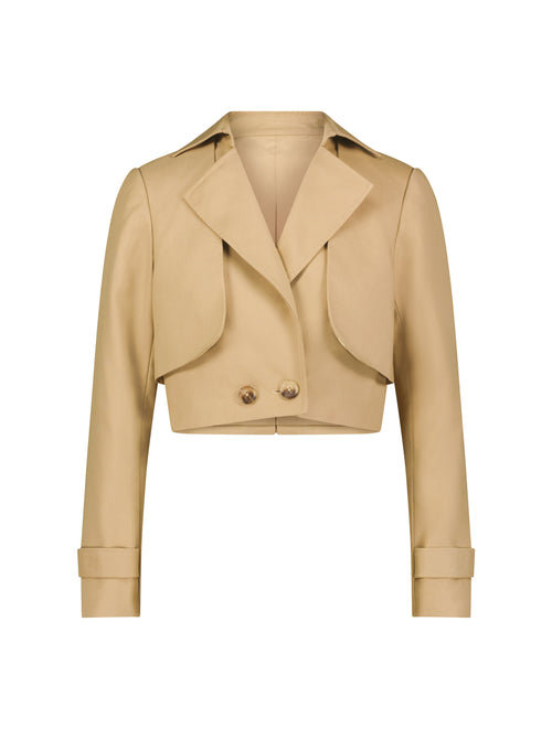 Twill Cropped Tailored Trench Jacket