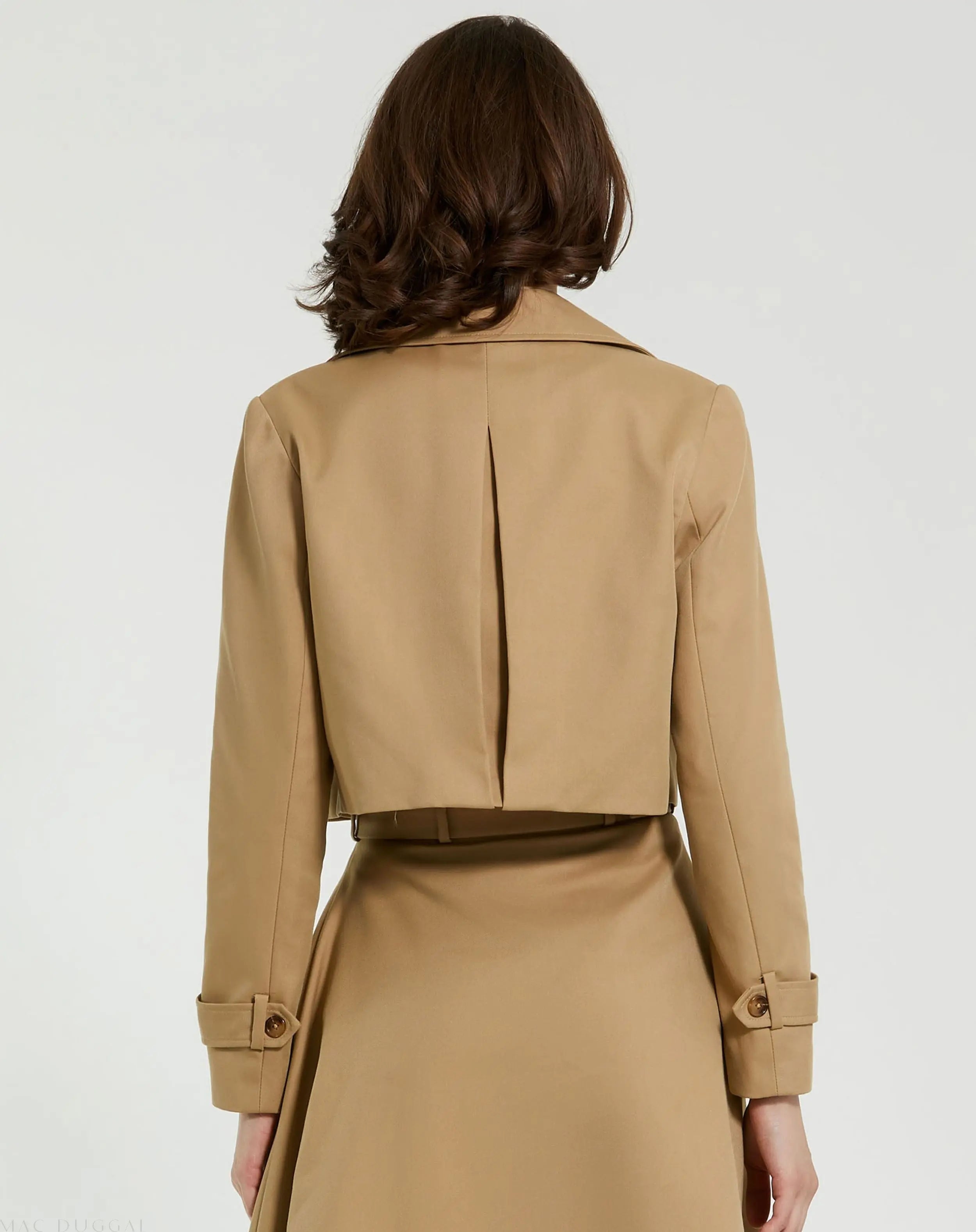 Twill Cropped Tailored Trench Jacket - Mac Duggal