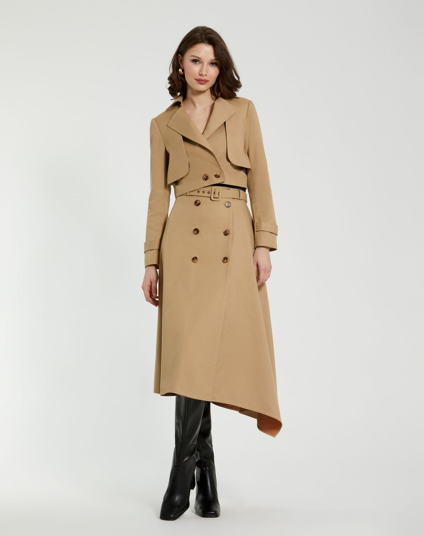 Twill Cropped Tailored Trench Jacket