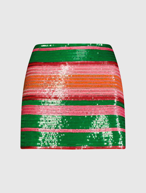 Sequin Striped Mini Skirt