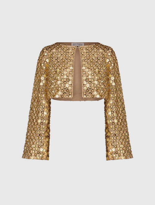 Beaded Sequin Georgette Long Sleeve Cardigan