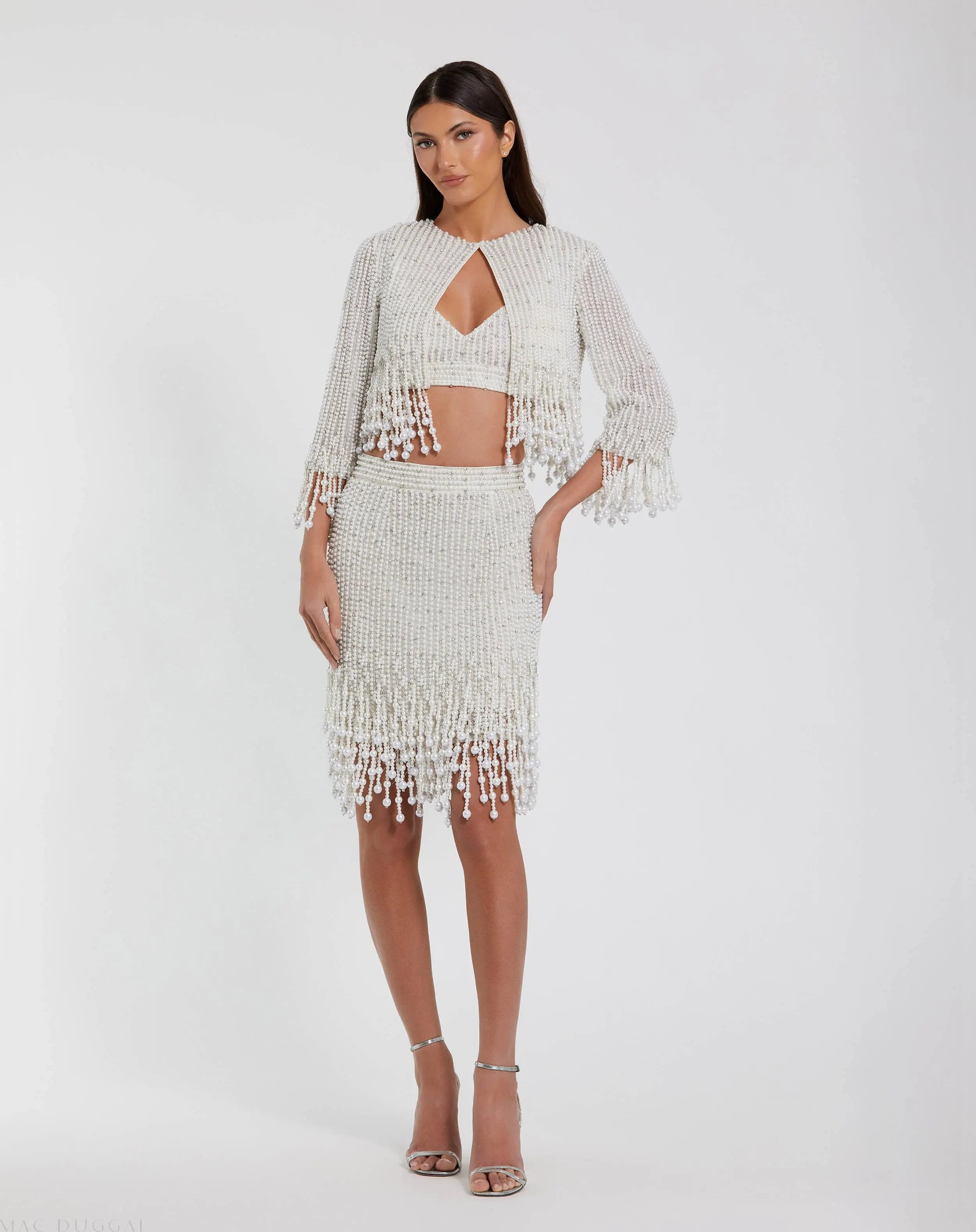 Pearl Beaded Cropped Jacket - Mac Duggal