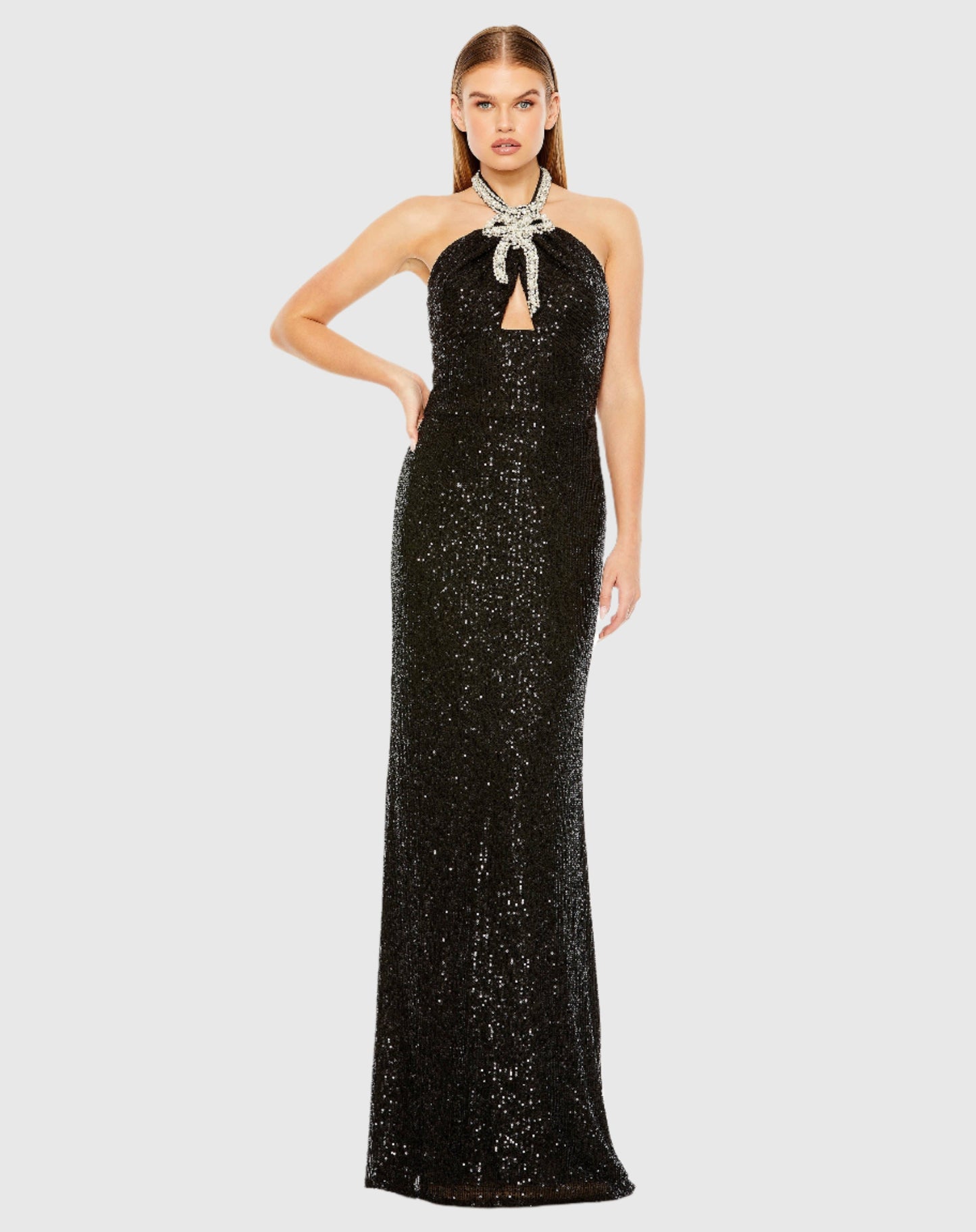 Halter Keyhole Sequin Gown