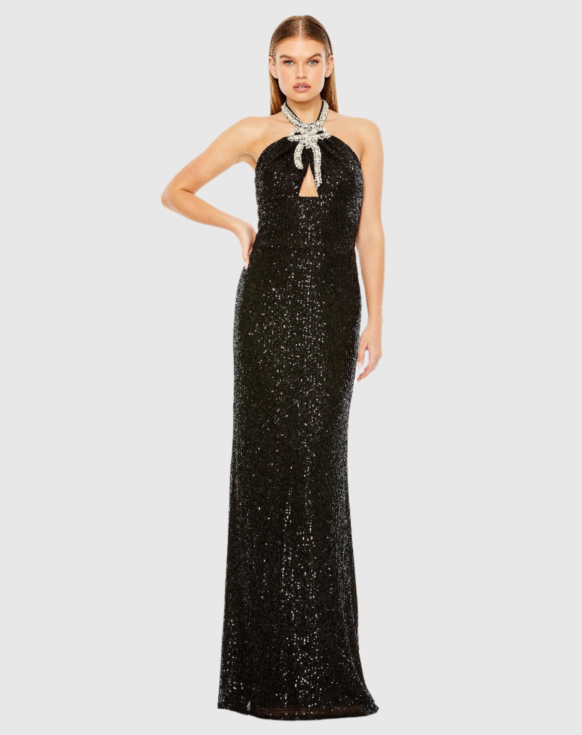 Halter Keyhole Sequin Gown