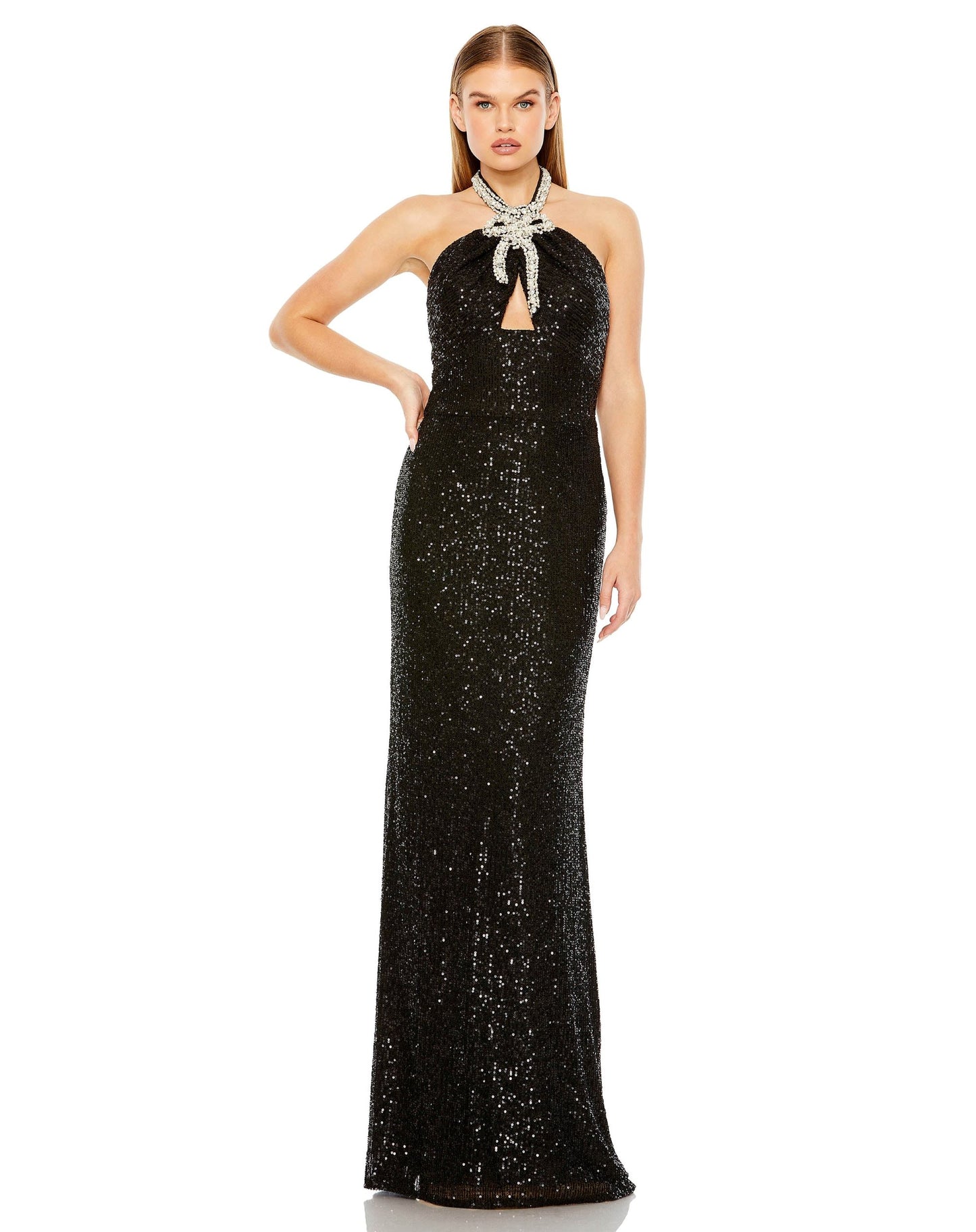 Halter Keyhole Sequin Gown