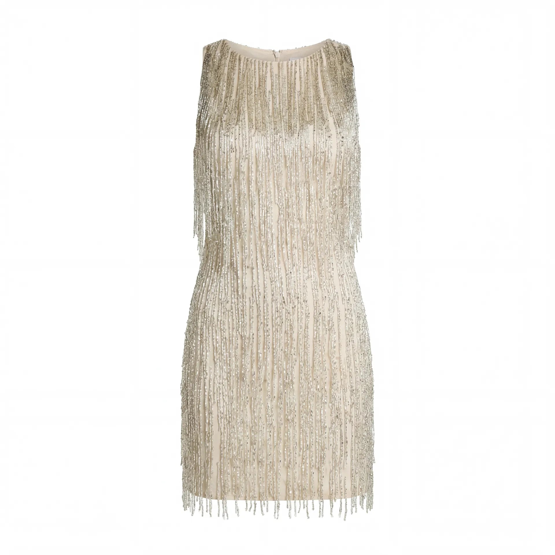 Ivory Beaded Fringe Mini Dress | Mac Duggal