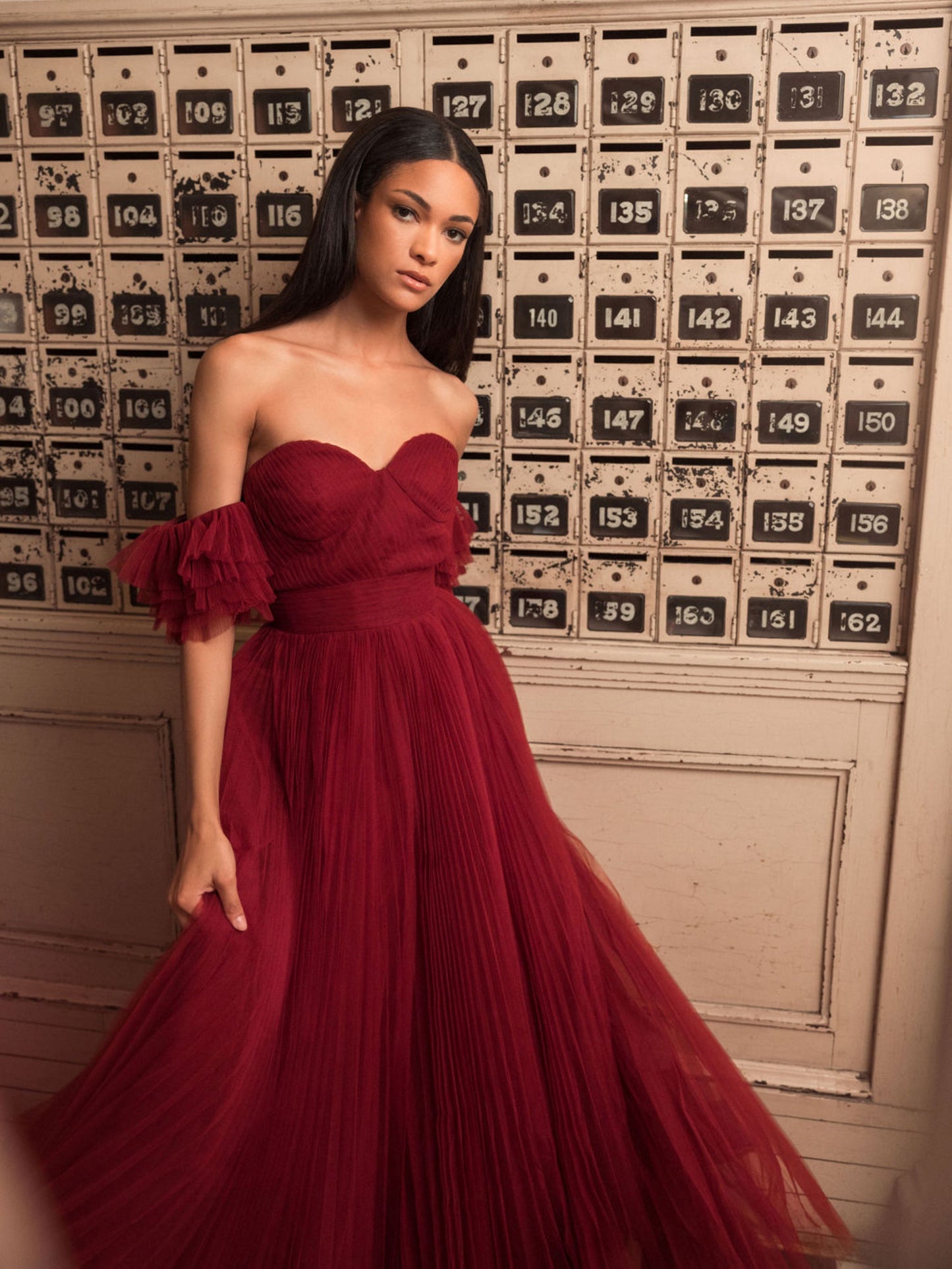 Off The Shoulder Tulle A Line Gown