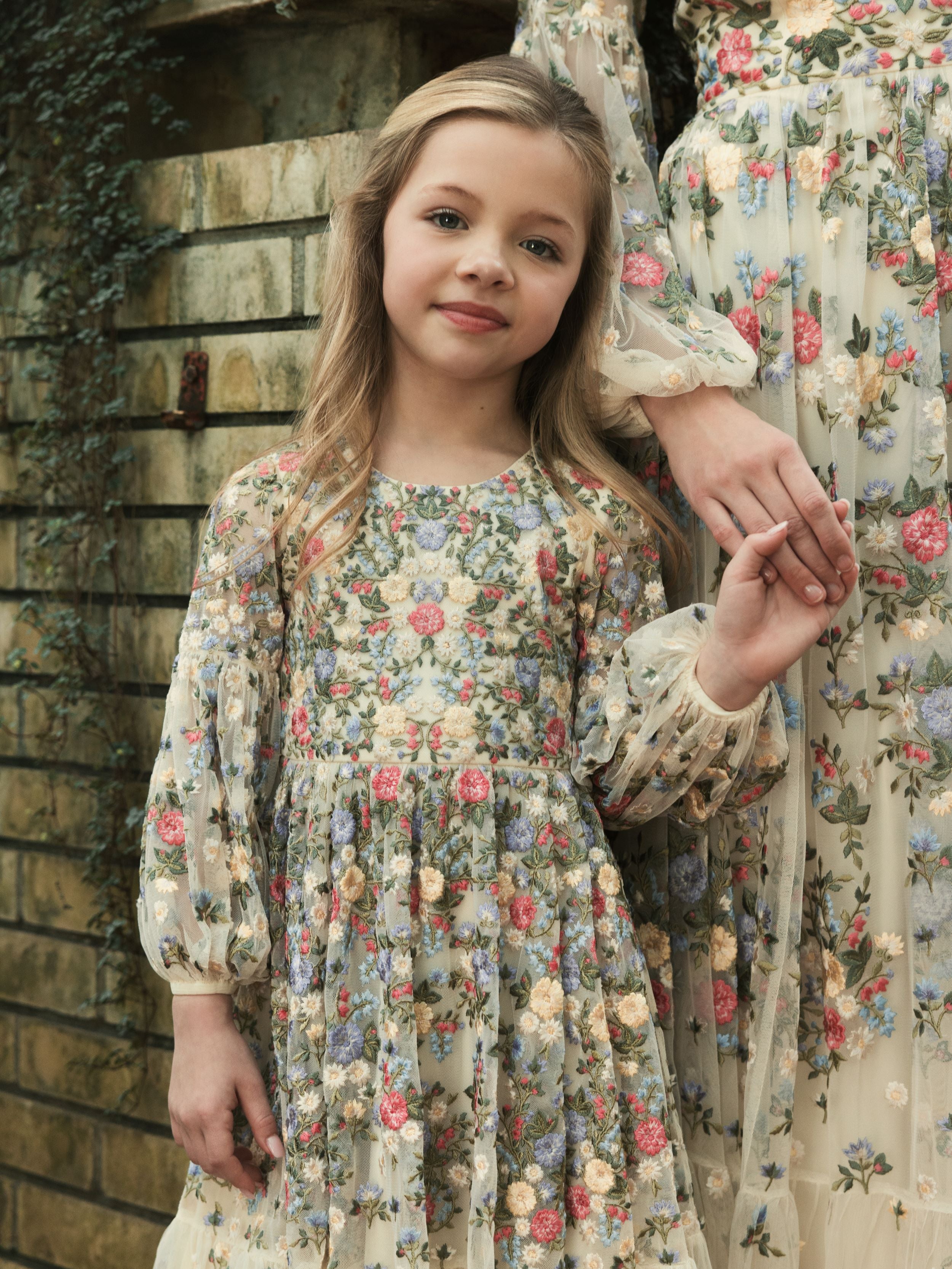 Girls Embroidered Long Sleeve Dress