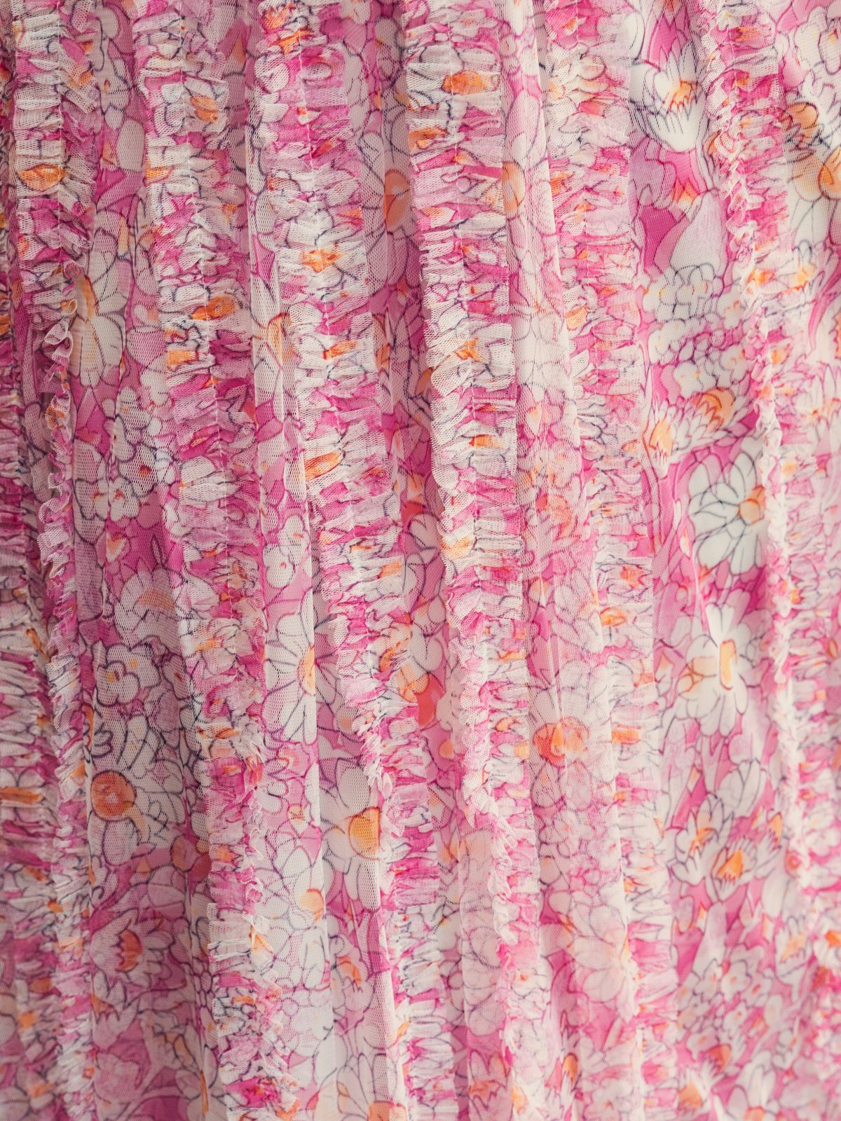 Mesh V-Neck Floral Print Dress