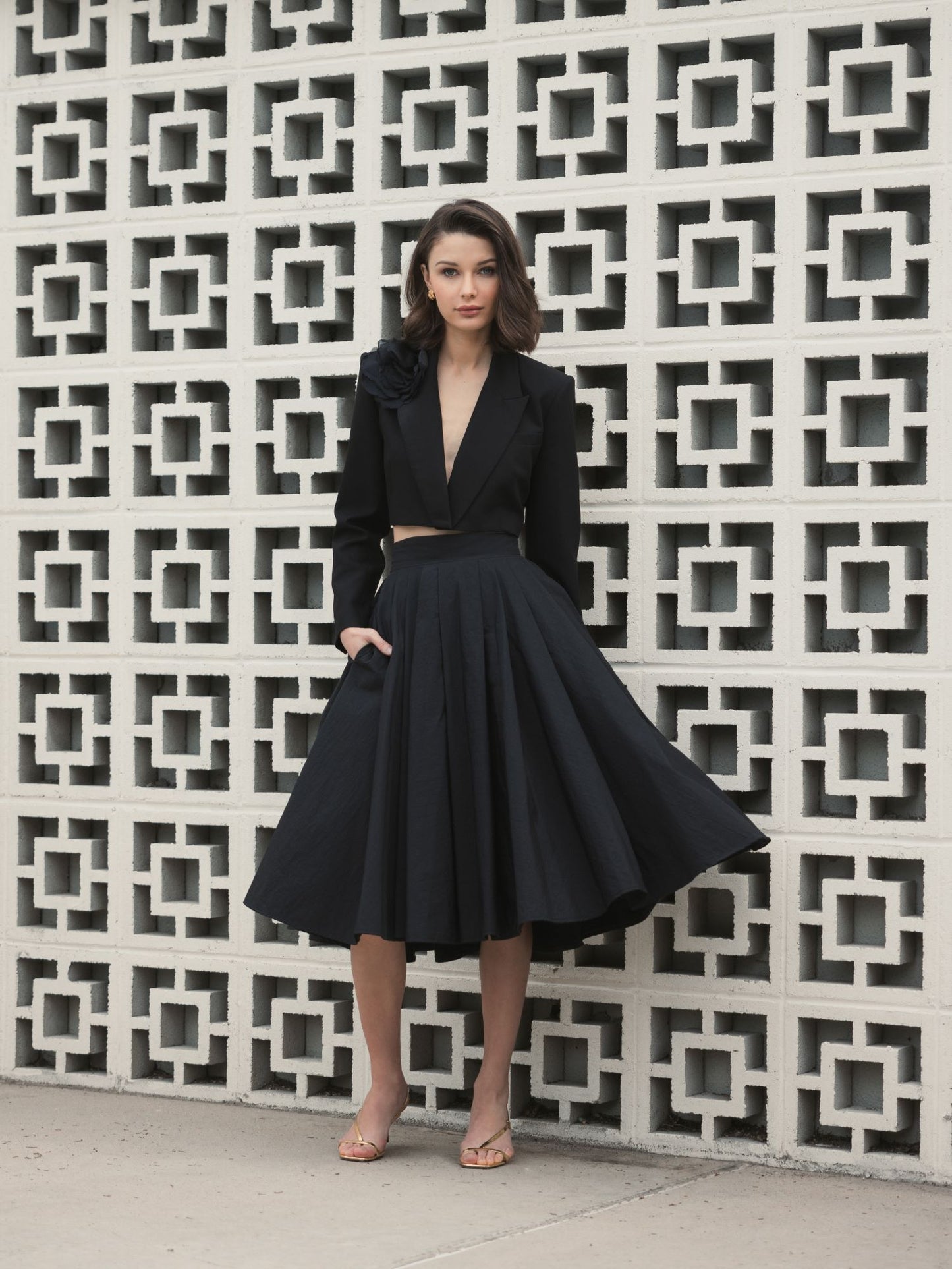 The Bubbly Faille High Waisted Midi Full Circle Skirt