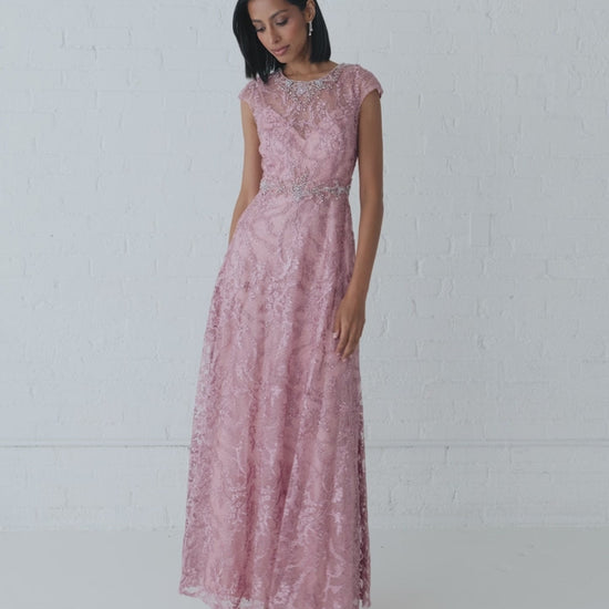 Pink Embroidered Cap Sleeve A Line Gown - Mac Duggal