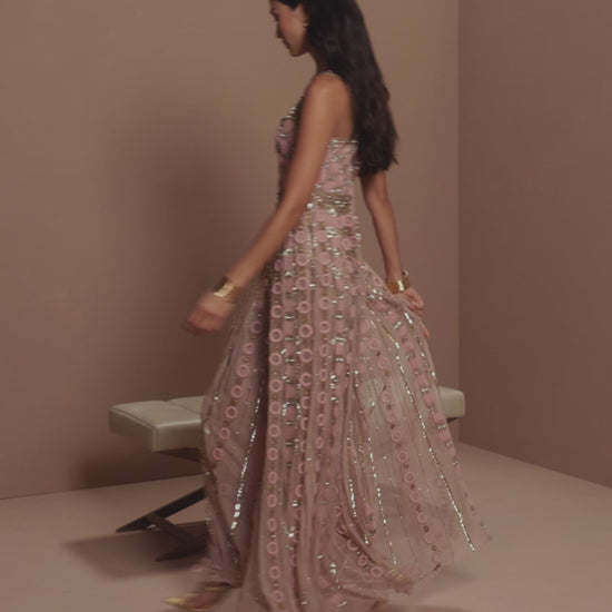 Pink Sleeveless Embellished A-line Gown - Mac Duggal