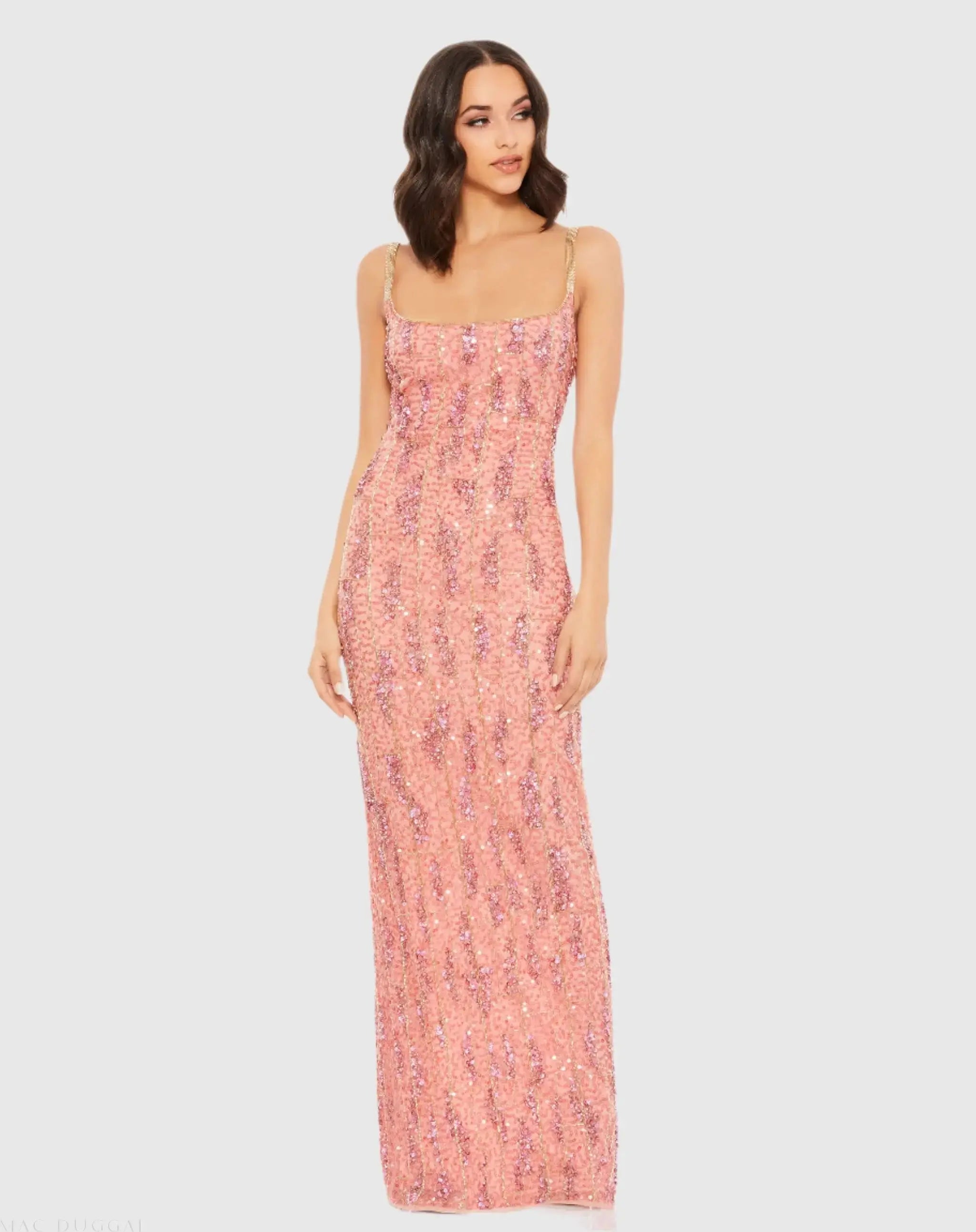 Pink Embellished Scoop Neck Gown - Mac Duggal