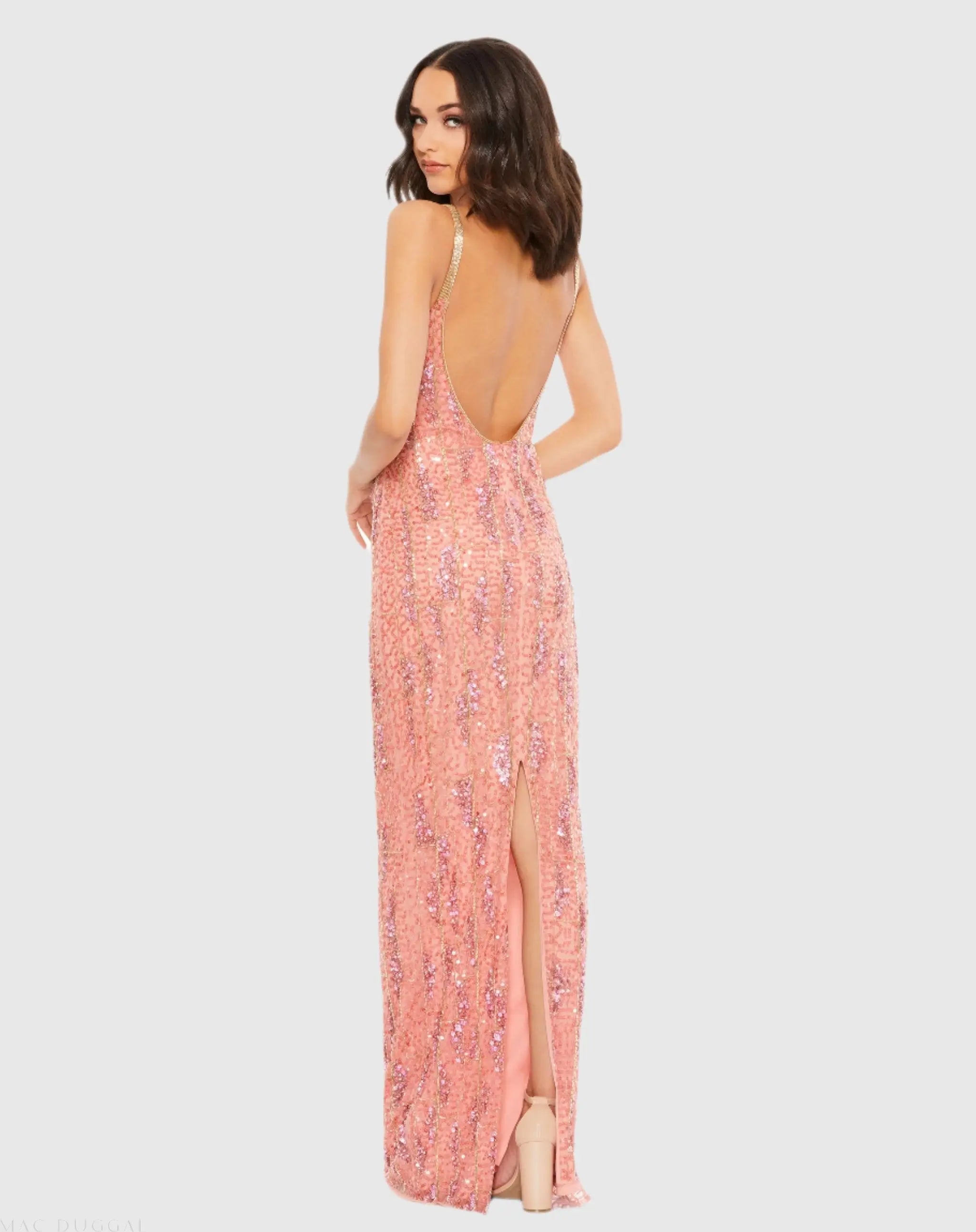 Pink Embellished Scoop Neck Gown - Mac Duggal