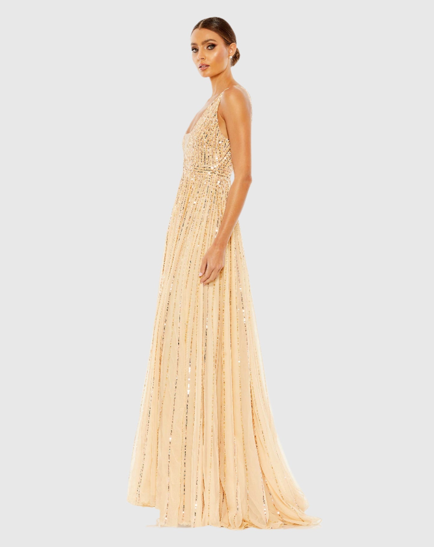 Sequin Plunge Neck Gown