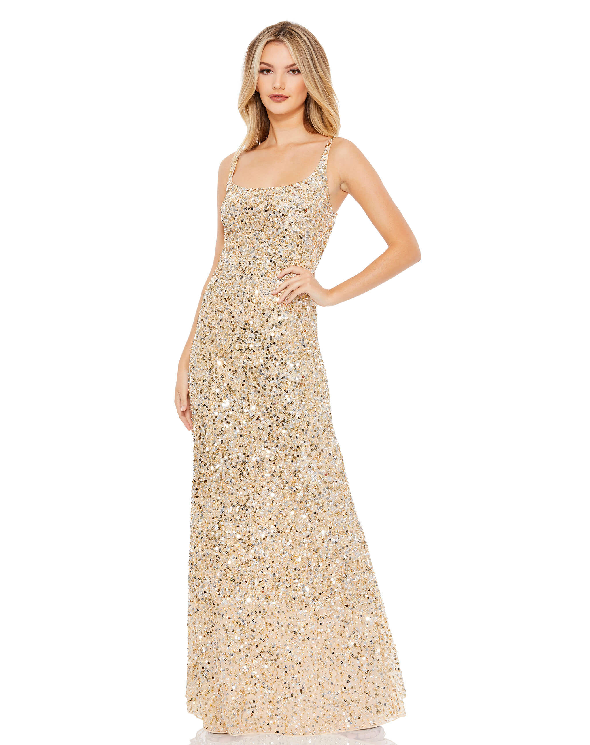 Sequined Low Back Slip Gown