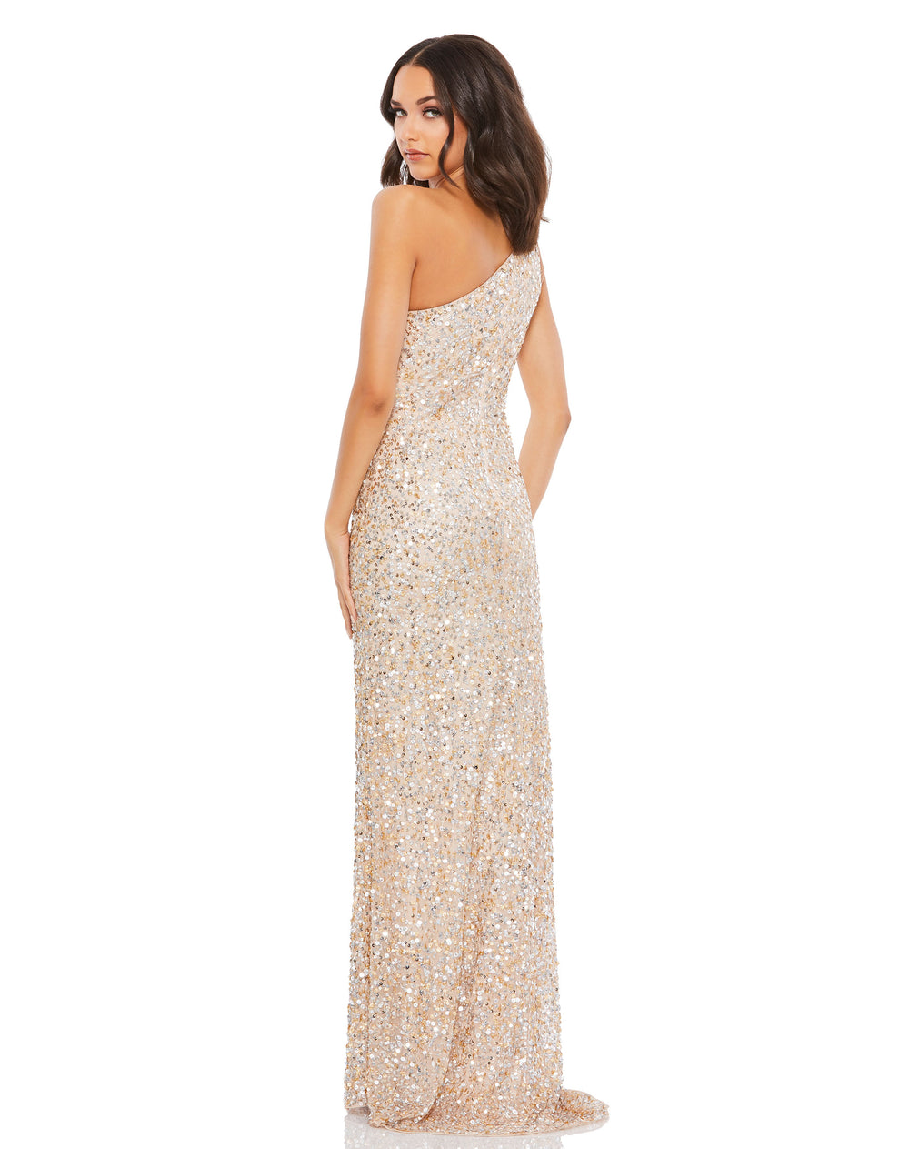 Sequin One Shoulder Gown w/ Embellishments – Mac Duggal