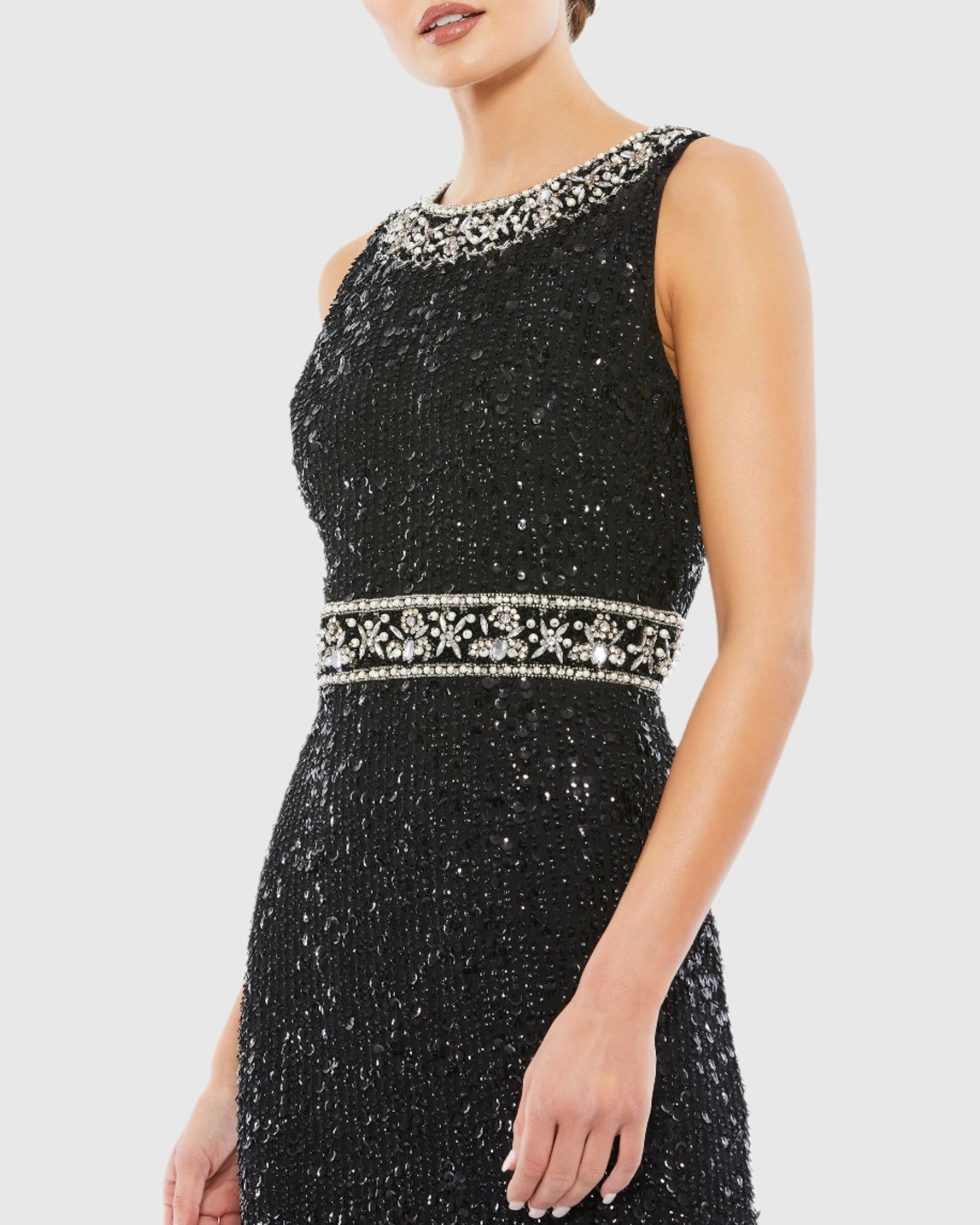 Embellished Sleeveless High Neck Midi Dress